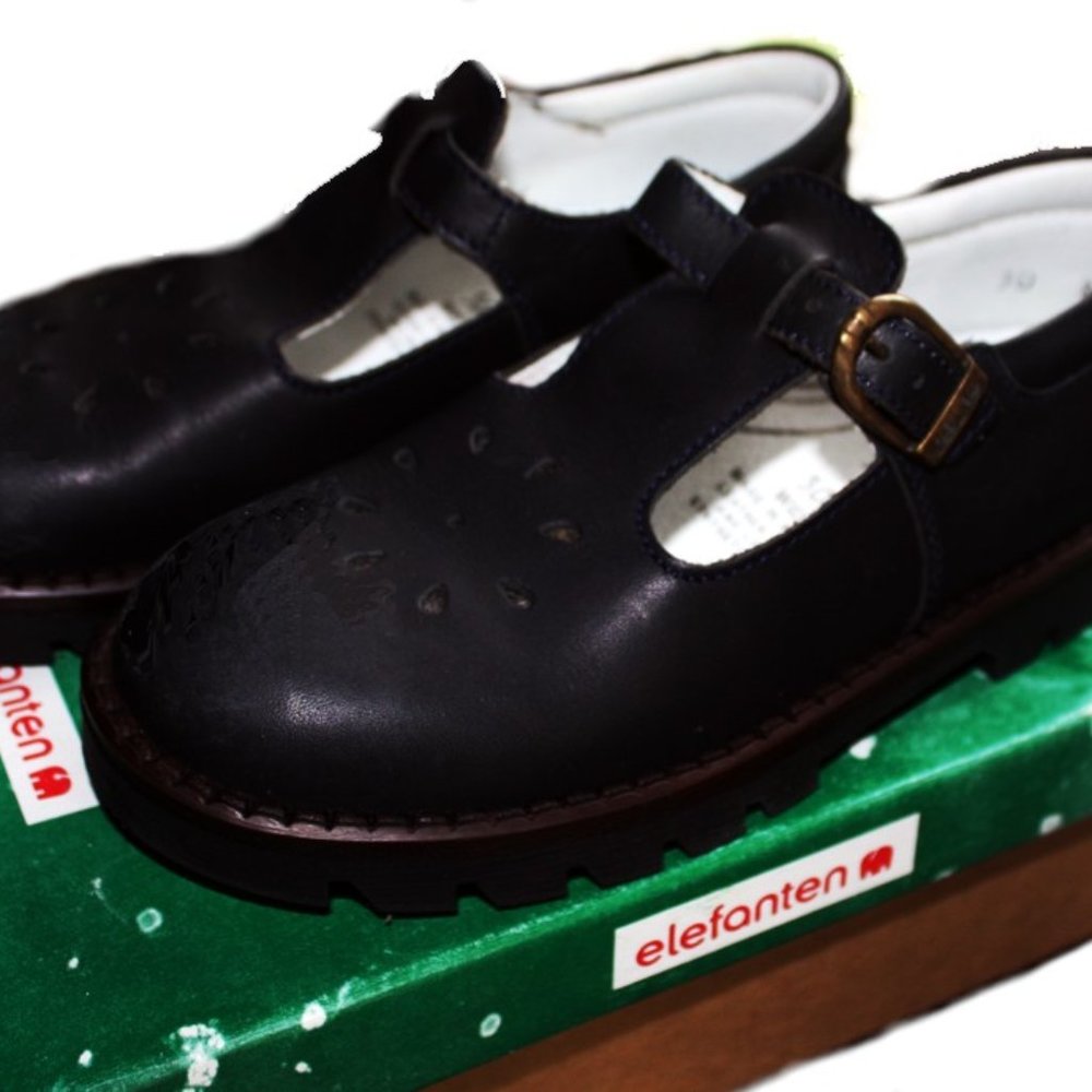 Elefanten Kids Barbi Navy Leather Kids Shoes New